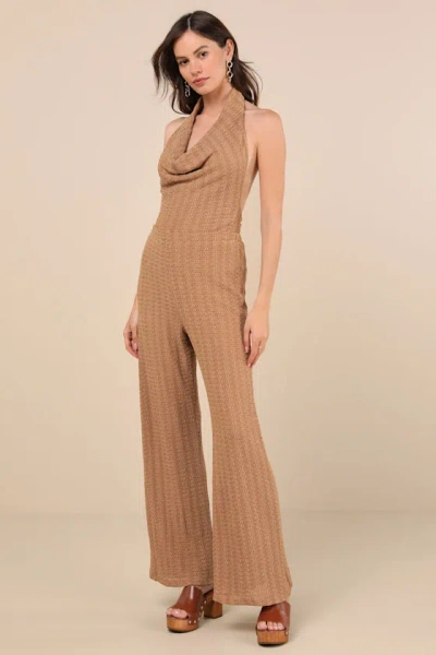 Lulus Cove Light Brown Textured High-rise Pants