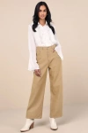 Lulus Coveted Element Tan Twill Carpenter Pants In Tan
