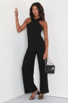Lulus Criss-cross Your Mind Black Cross-front Wide-leg Jumpsuit In Black
