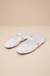 Lulus Cristen White Mesh Sequin Buckle Ballet Flats In White