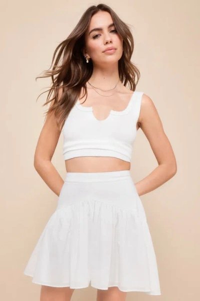 Lulus Crush-worthy Attitude Ivory Drop Hem High Rise Mini Skirt