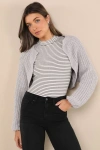 Lulus Cuddly Approach Grey Chenille Ribbed Knit Shrug Sweater In Grey