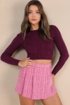 Lulus Cuddly Contentment Purple Cable Knit Cropped Sweater In Purple