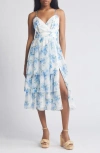 LULUS CULTIVATE CRUSHES FLORAL MIDI COCKTAIL DRESS