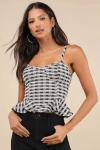 Lulus Curated Attitude Black Plaid Bustier Top In Black