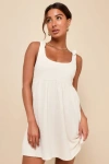 LULUS CUTE CERTAINTY IVORY TEXTURED RIBBED KNIT TIE-STRAP MINI DRESS