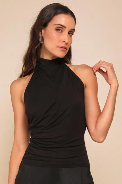 Lulus Cute Inspiration Black Sleeveless Halter Top
