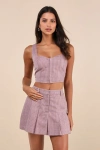 Lulus Cute Perception Pink Plaid Cropped Bustier Tank Top In Pink