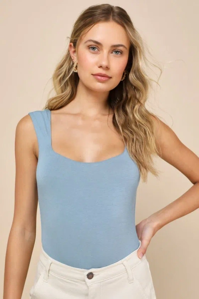 Lulus Cute Possibilities Light Blue Square-neck Sleeveless Bodysuit