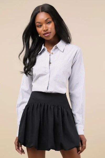 Lulus Cutely Defined Black Bubble-hem Mini Skort