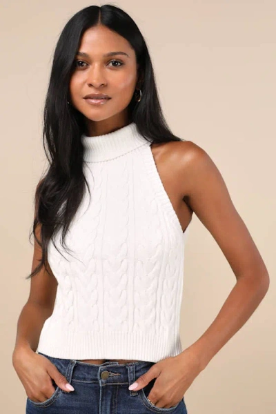 Lulus Cutest Consideration Ivory Turtleneck Halter Top