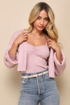 Lulus Cutest Duet Dusty Rose Knit Cami Top And Cardigan Sweater Set In Dusty Rose