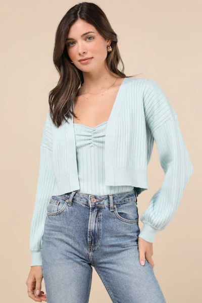 Lulus Cutest Duet Mint Blue Knit Cami Top And Cardigan Sweater Set