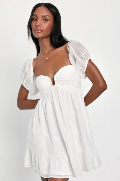 Lulus Cutest Icon White Embroidered Off-the-shoulder Mini Dress