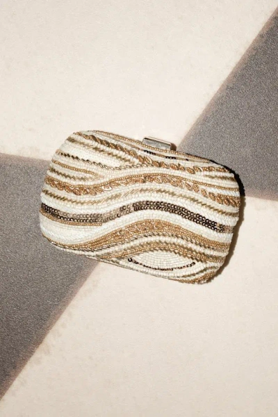 Lulus Daffi Gold And Ivory Beaded Clutch