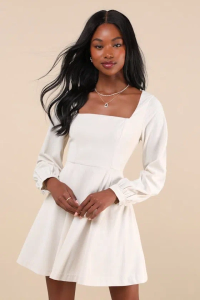 Lulus Daily Affection Beige Corduroy Mini Dress With Pockets