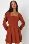 Lulus Daily Affection Rust Orange Corduroy Mini Dress With Pockets In Rust Orange