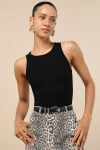 Lulus Daily Direction Black Ribbed Tank Top In Black