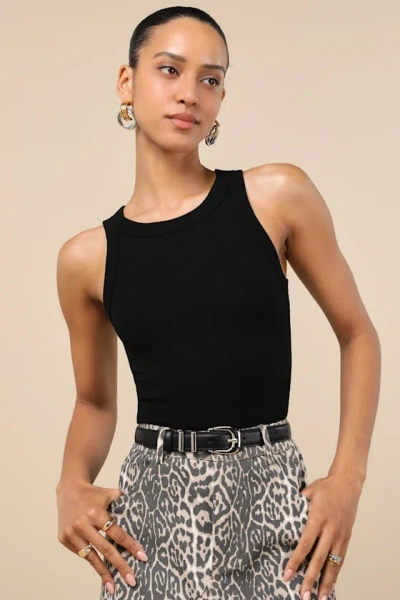 Lulus Daily Direction Black Ribbed Tank Top