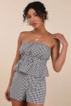 Lulus Daisley Black And White Gingham Shorts In Pink
