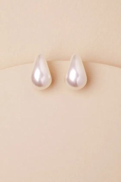 Lulus Dali White Teardrop Hoop Earrings