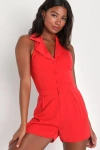 Lulus Dandy Darlin' Red Collared Button-front Tie-back Vest Tank Top In Red