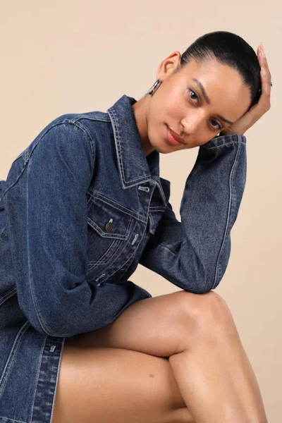 Lulus Danella Dark Wash Fitted Denim Jacket