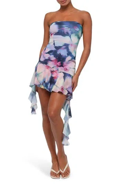 Lulus Daniella Strapless Mesh Minidress In Multi