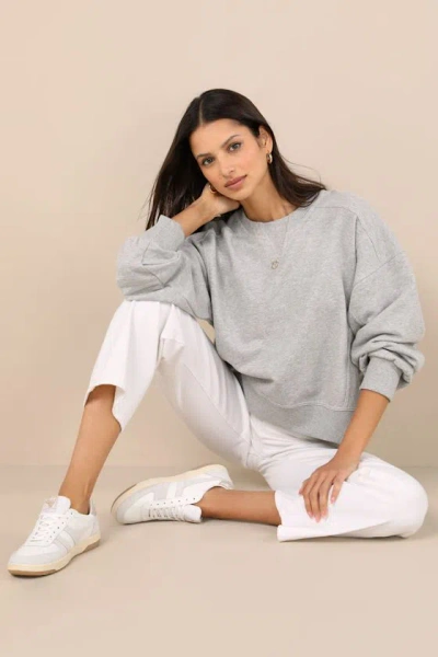 Lulus Darby Heather Grey Pullover Sweatshirt