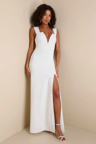 Lulus Daring Elegance White Sleeveless Mermaid Maxi Dress