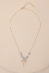 Lulus Darling Always Gold Beaded Bow Charm Necklace In Gold