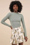 Lulus Darling Curation Olive Mottled Floral Bubble-hem Mini Skirt In Green