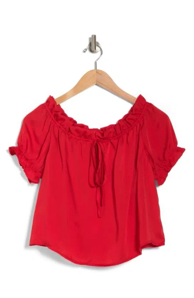 Lulus Darling Idea Puff Sleeve Satin Top In Red