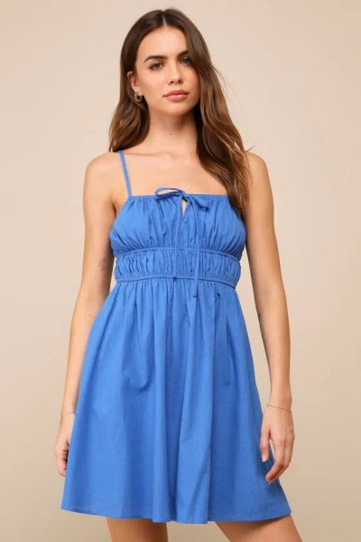 Lulus Darling Mindset Blue Sleeveless Mini Dress
