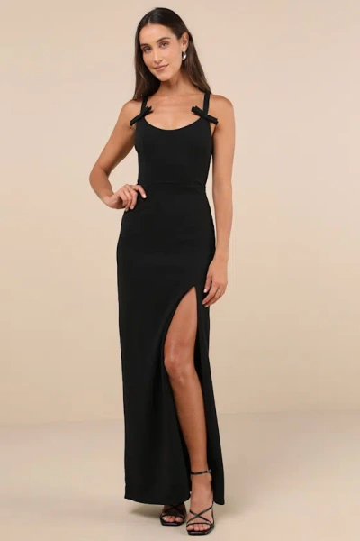 Lulus Darling Radiance Black Sleeveless Bow Backless Maxi Dress