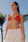 Lulus Darya Red Lurex O-ring Triangle Bikini Top In Red