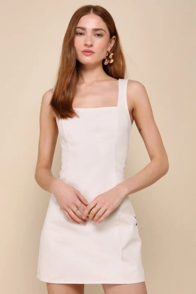 Lulus Daytime Delights Cream Cotton Twill Cutout Flower Mini Dress In White
