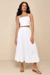 Lulus Daytime Perfection White Cotton Tiered Midi Skirt In White