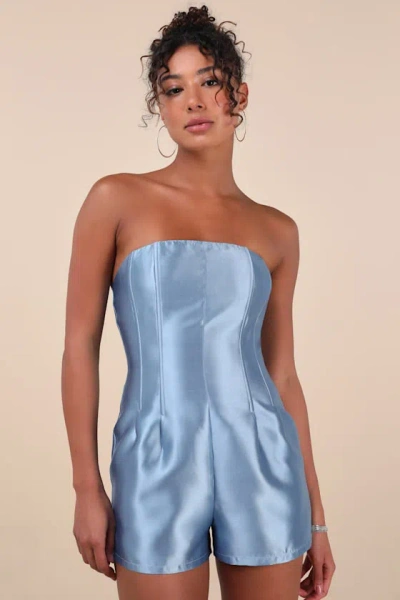 Lulus Dayvon Light Blue Strapless Romper
