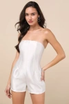 Lulus Dayvon White Strapless Romper In White