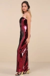 Lulus Dazzling Extravagance Red Sequin Strapless Bustier Maxi Dress In Red