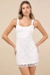 Lulus Dazzling Forever White Sequin Beaded Bodycon Mini Dress In White