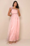 Lulus Decadent Dreamer Pink Floral Backless One-shoulder Maxi Dress In Pink