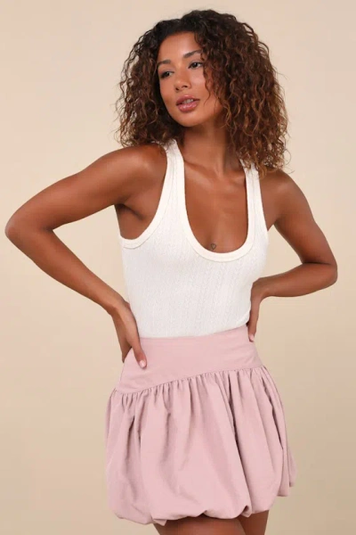 Lulus Decidedly Ideal Ivory Pointelle Knit Sleeveless Bodysuit