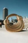 Lulus Deeply Luxe Gold Metallic Knotted Cord Crescent Handbag In Gold