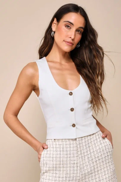 Lulus Definite Icon Ivory Sleeveless Button-up Vest Top