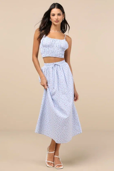 Lulus Delightful Blue Gingham Two-piece Midi Dress