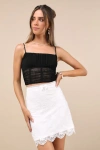 Lulus Delightful Decision Ivory Lace Bow Pearl High-rise Mini Skirt In Ivory