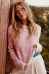 Lulus Delightful Weather Pink And Lilac Pullover Sweater In Lilac