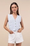 Lulus Delightfully Posh Light Blue Button-front Sweater Vest Top In Light Blue